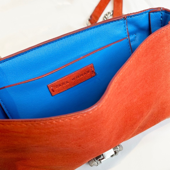 ZARA Burnt Orange Suede Crossbody Purse - Picture 6 of 11